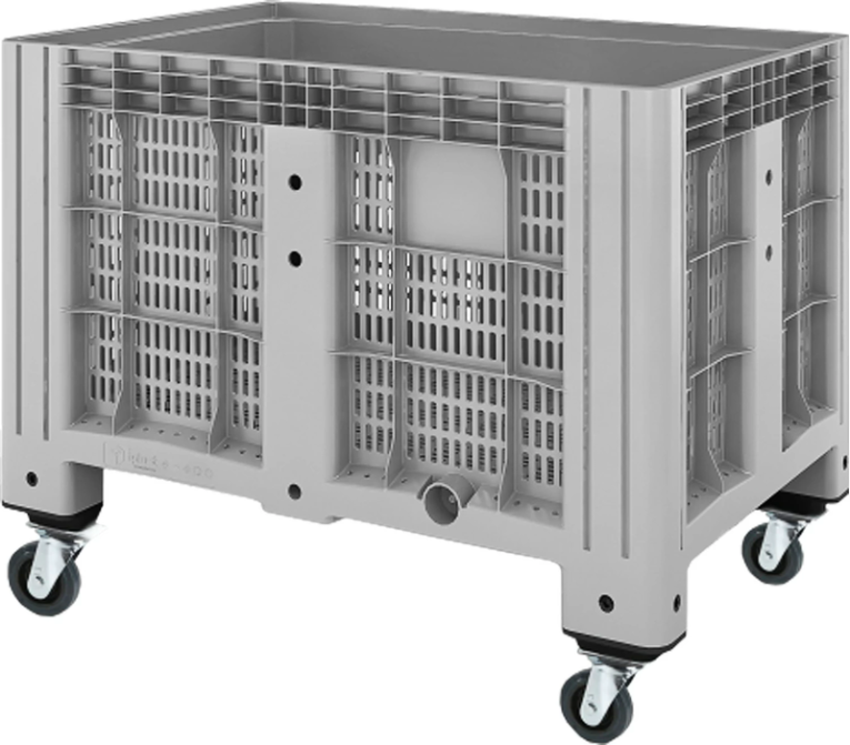 Контейнер 1200х800х913 мм перфорированный серый на колёсах купить в Оренбурге Контейнер 1200х800х913 мм перфорированный серый на колёсах купить в Оренбурге