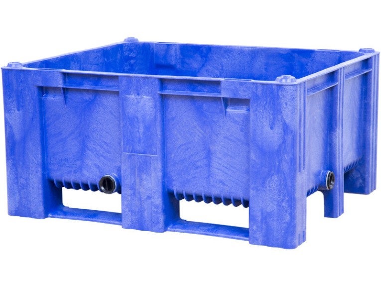 BoxPallet 1200х1000х580 мм сплошной на 2-х полозьях синий с 2 СП2 купить в Оренбурге