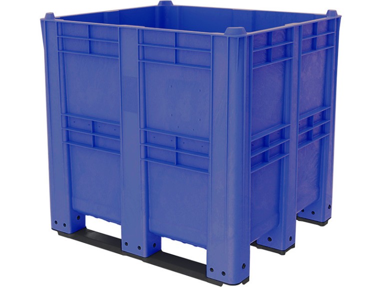 BoxPallet 1300х1150х1250 сплошной, на 3 полозьях синий купить в Оренбурге