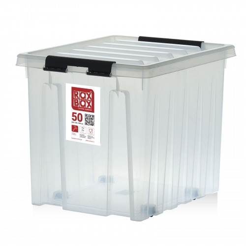Контейнер Rox Box Original 50 (500х390х390 мм с крышкой и клипсами, на роликах, прозрачный) купить в Оренбурге