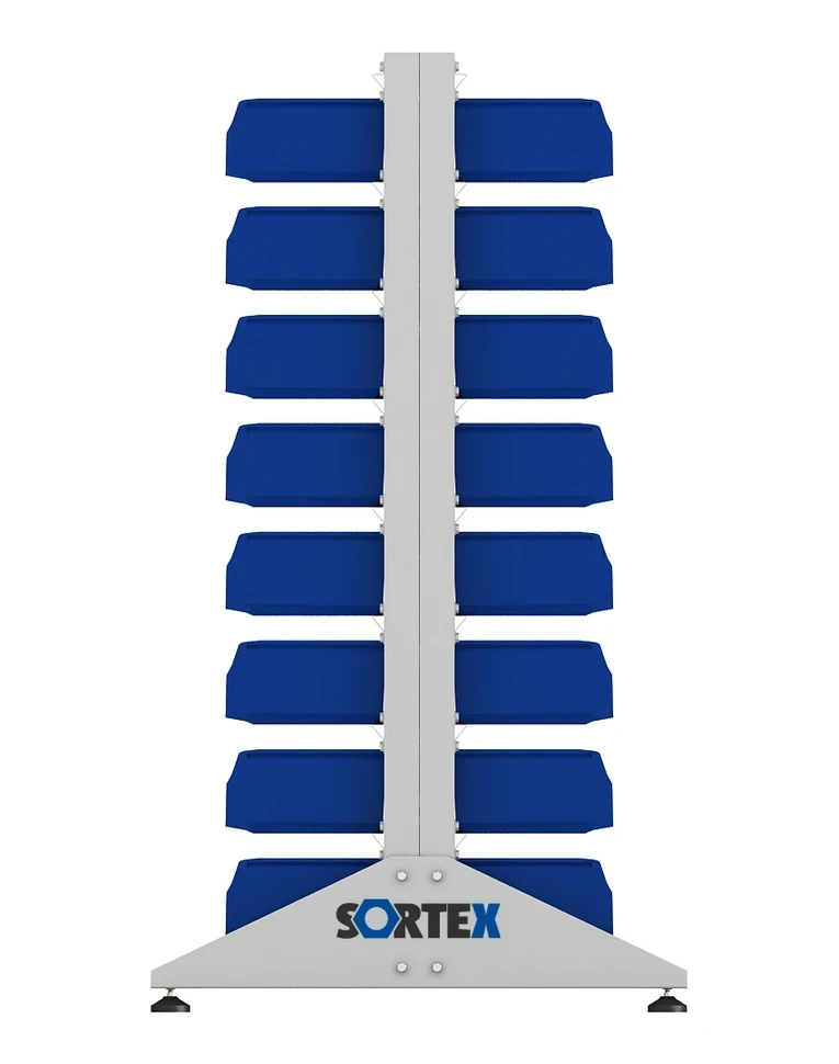 Стеллаж для пластиковых лотков SORTEX двухсторонний 1500x1000x800.02 купить в Оренбурге Стеллаж для пластиковых лотков SORTEX двухсторонний 1500x1000x800.02 купить в Оренбурге
