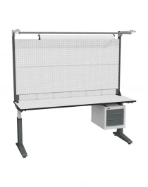 Стол монтажный ДиКом СР-200-01, ESD Thermopal, регулировка винтом, экран Э6, с подвесной тумбой, со светильником